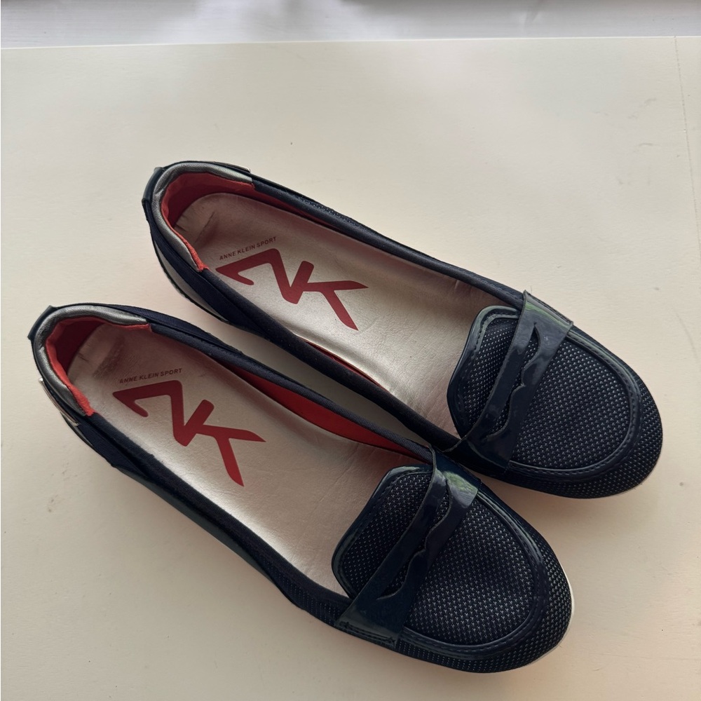 Women's Navy Sport Loafers with orange accents
